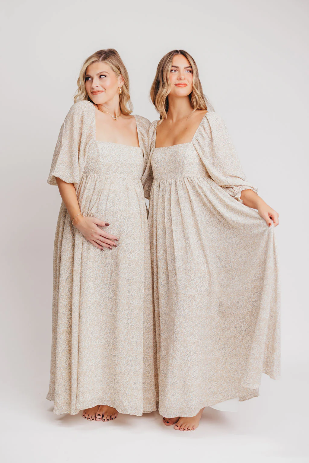 Mona 'Love Story' Maxi Dress in Beige - Bump Friendly and Inclusive Sizing - Image 8