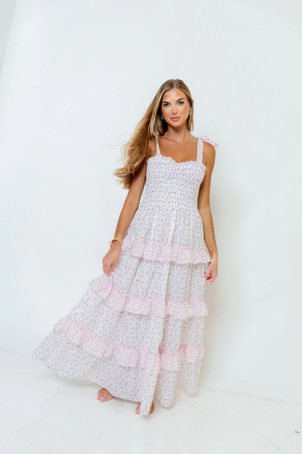 Lucy Ditsy Floral Maxi Dress in Light Pink - Image 3