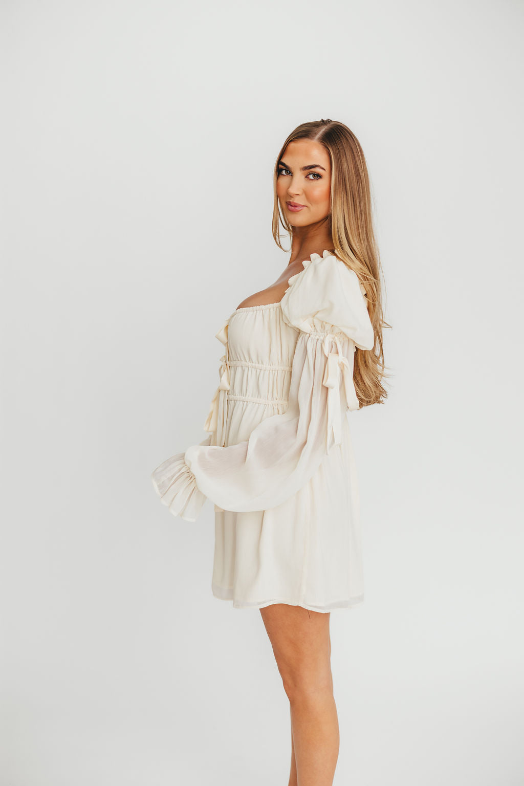 Macbeth Mini Dress in Cream - Image 8
