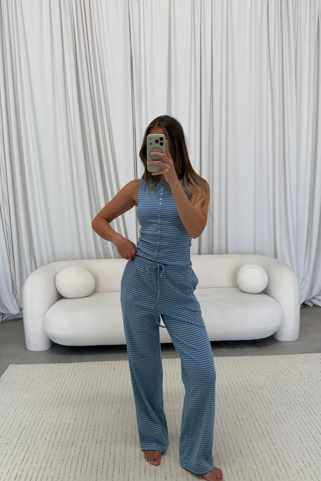 Mags Striped Set in Dusty Blue - Image 2