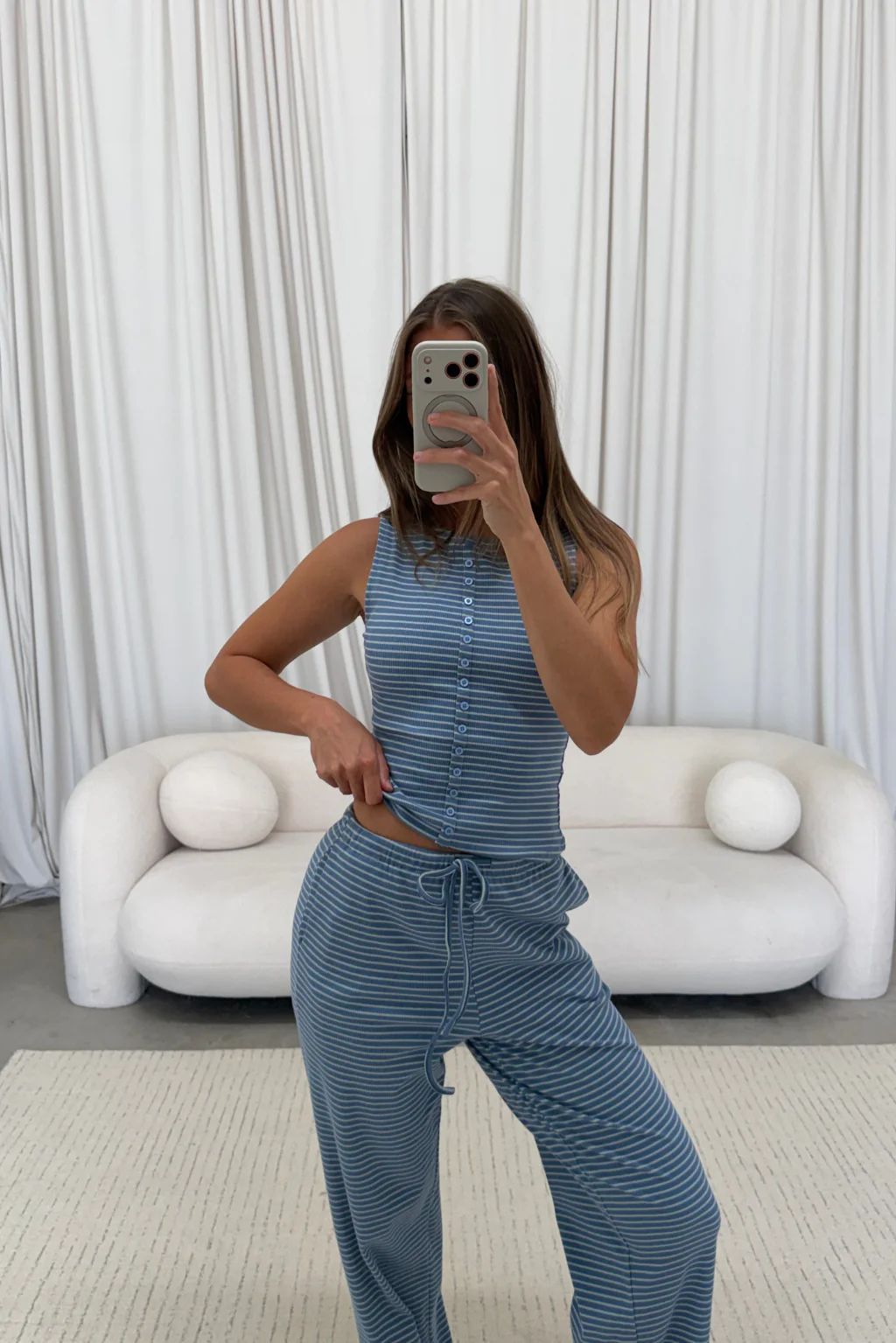 Mags Striped Set in Dusty Blue - Image 4