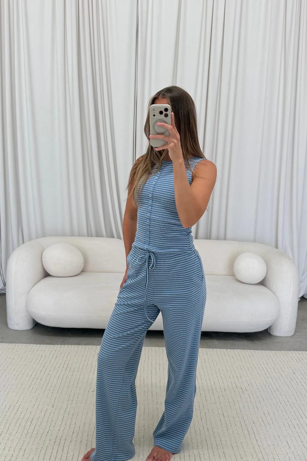 Mags Striped Set in Dusty Blue - Image 5