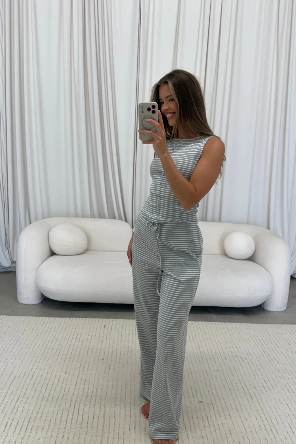 Mags Striped Set in Heather Grey - Image 4