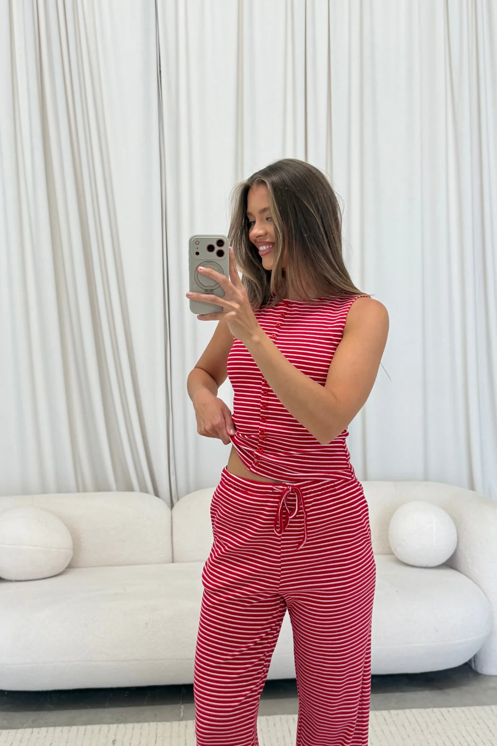 Mags Striped Set in Red - Image 3
