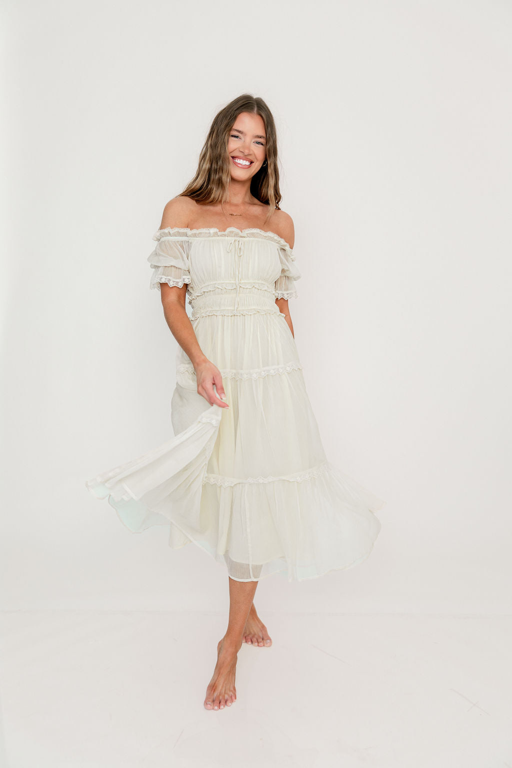 Marla Maxi Dress in Butter Cream - See Selfie Photo for True Color - Image 3