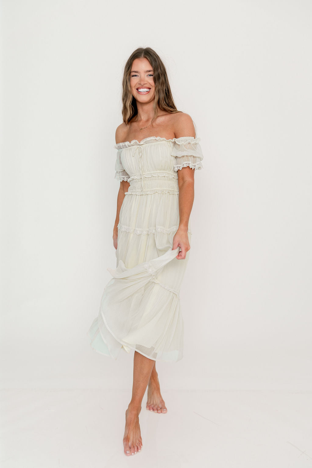 Marla Maxi Dress in Butter Cream - See Selfie Photo for True Color - Image 4