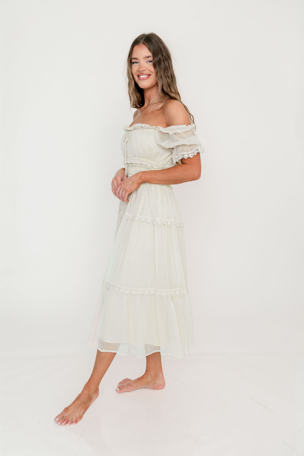 Marla Maxi Dress in Butter Cream - See Selfie Photo for True Color - Image 5