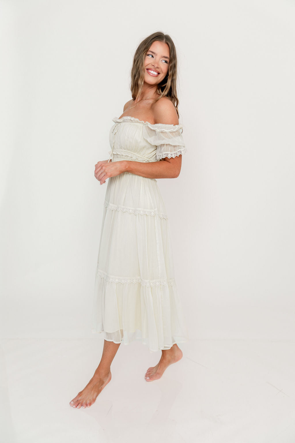 Marla Maxi Dress in Butter Cream - See Selfie Photo for True Color - Image 6
