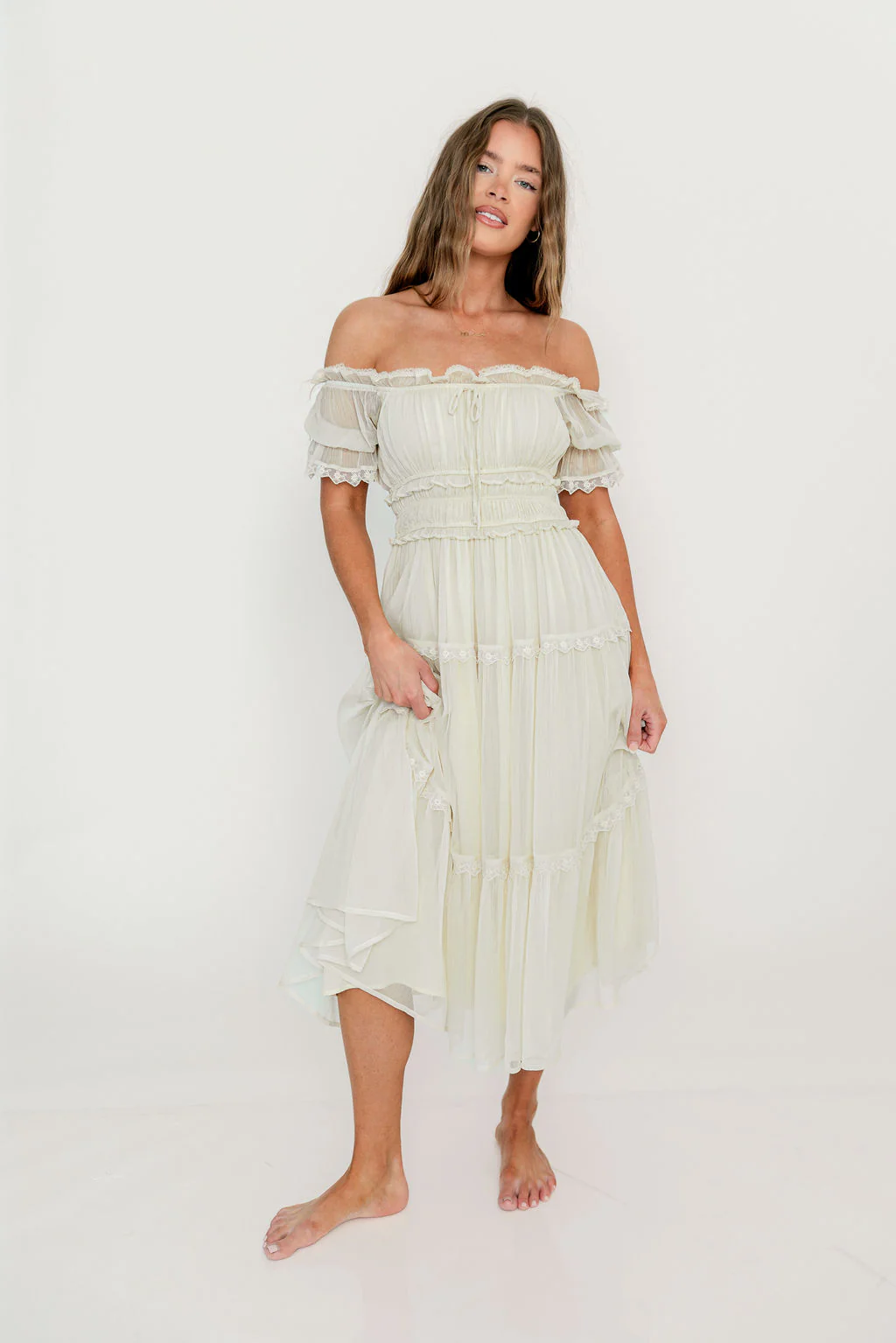 Marla Maxi Dress in Butter Cream - See Selfie Photo for True Color - Image 8