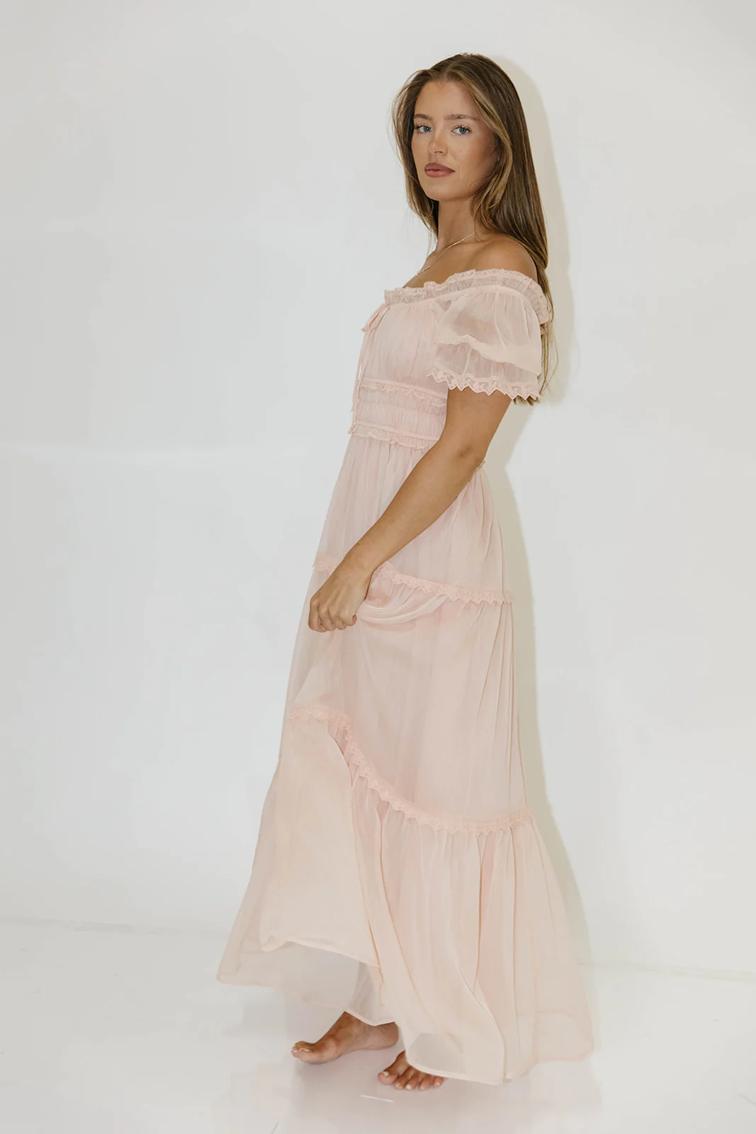 Marla Maxi Dress in Peach Pink - Image 2