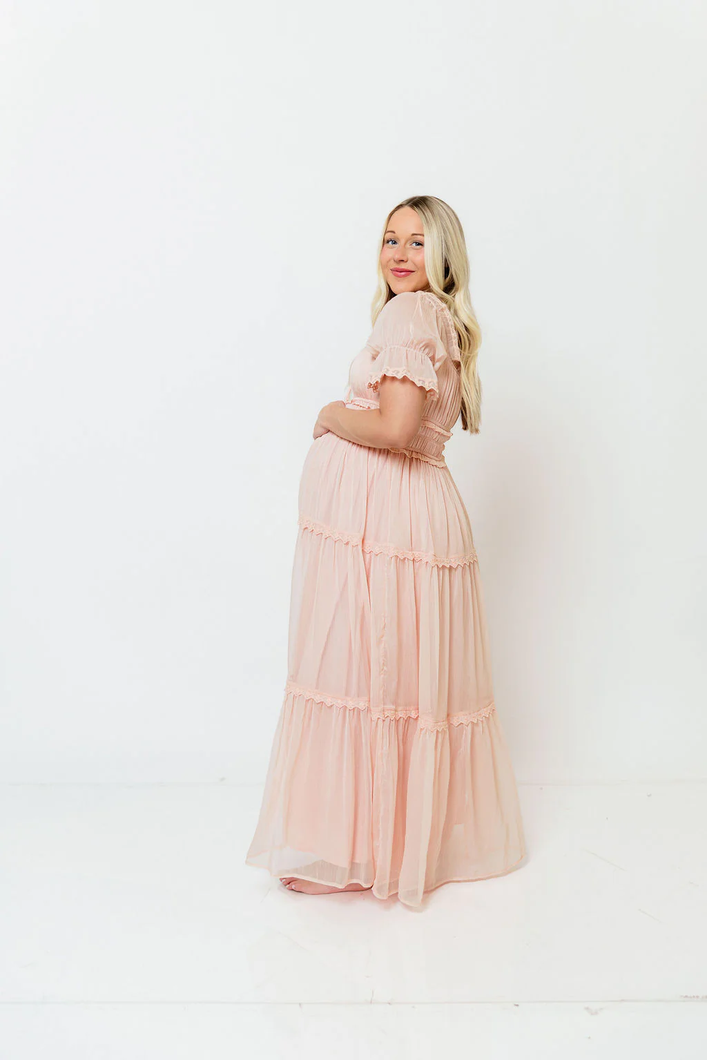 Marla Maxi Dress in Peach Pink - Image 4
