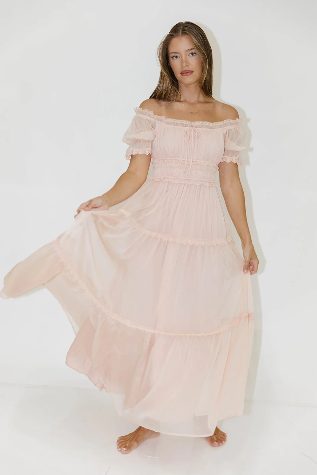 Marla Maxi Dress in Peach Pink - Image 5