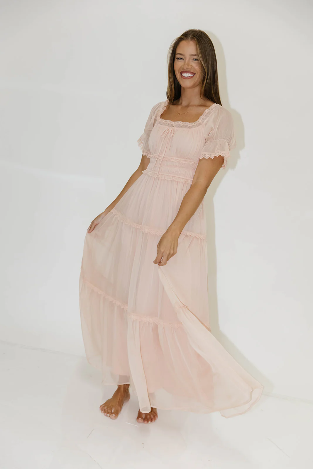 Marla Maxi Dress in Peach Pink - Image 7