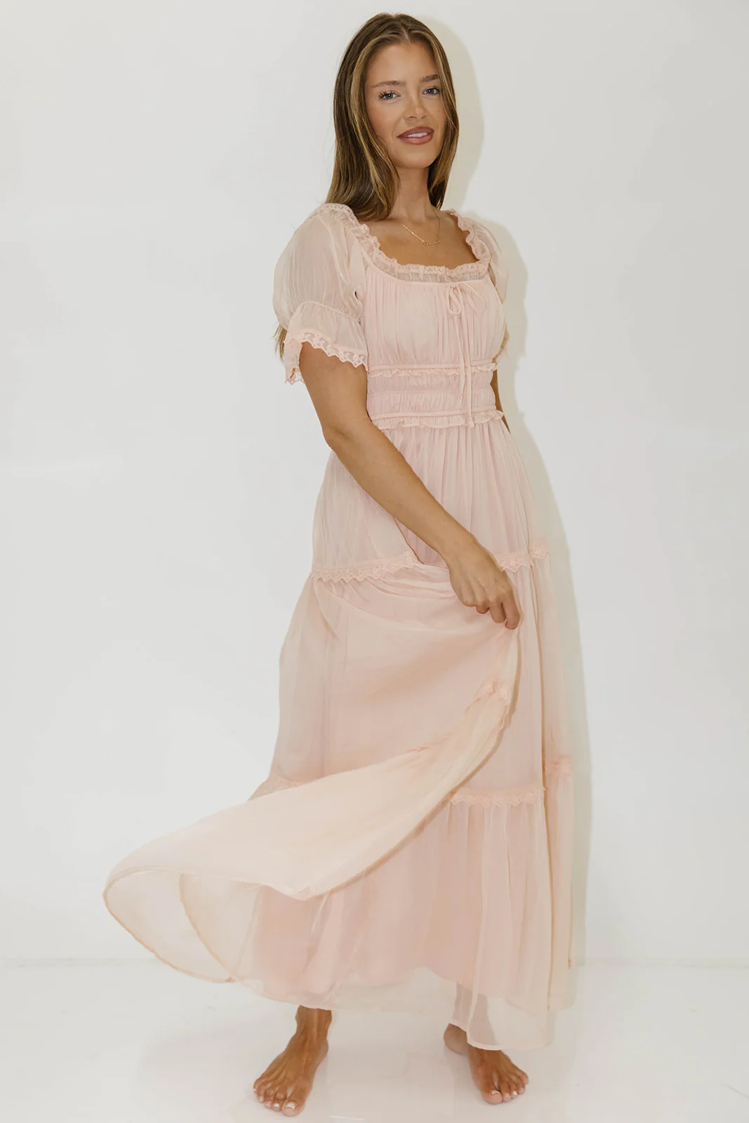Marla Maxi Dress in Peach Pink - Image 8