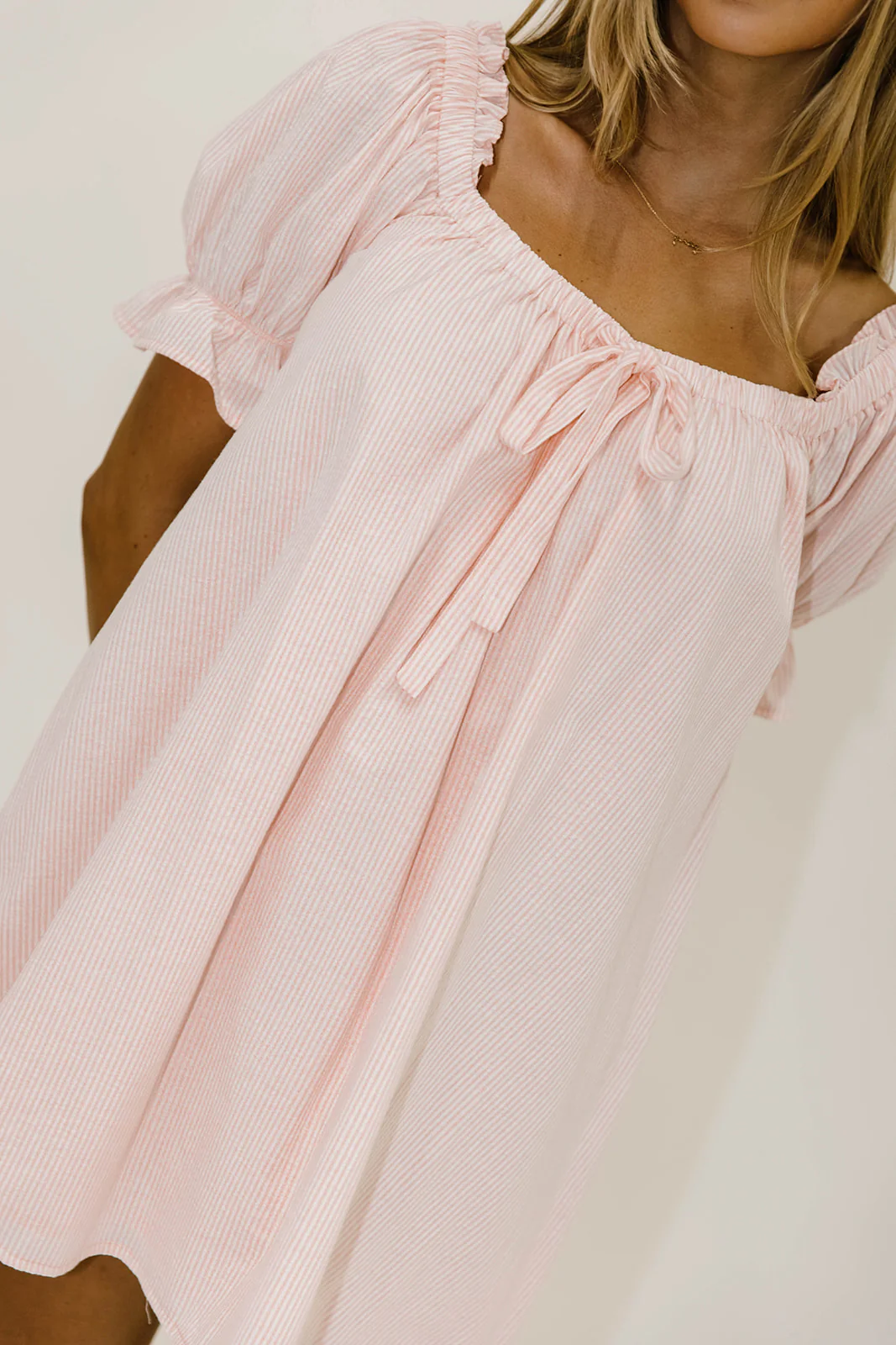 Berklee Striped Mini Dress in Baby Pink - Image 5