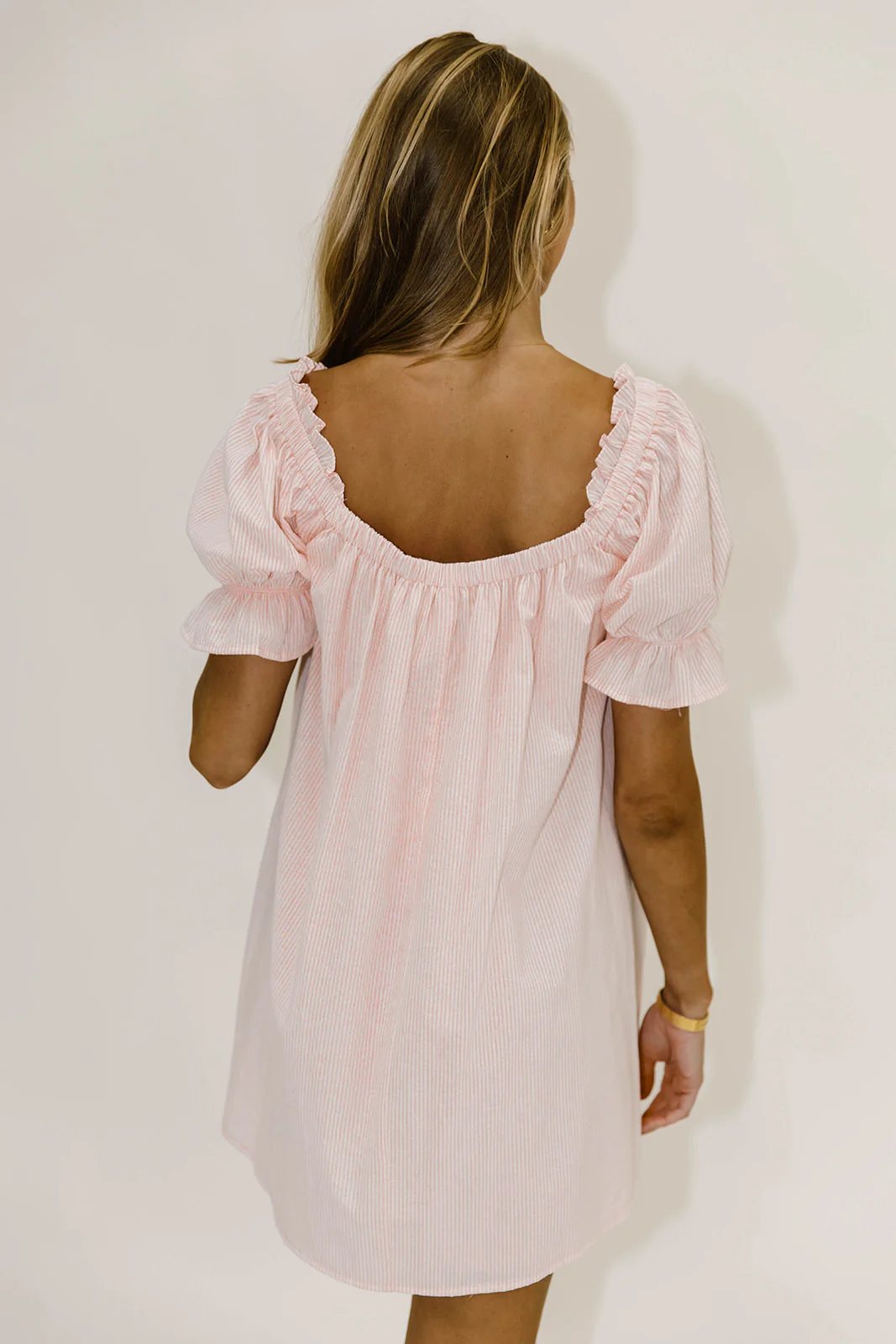 Berklee Striped Mini Dress in Baby Pink - Image 7
