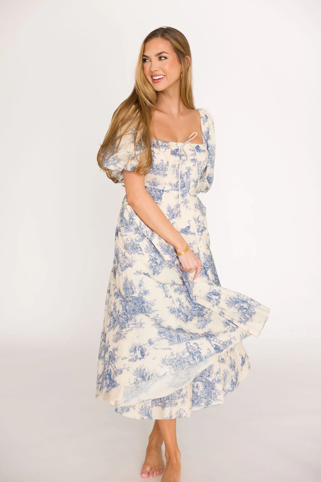 Mary Elizabeth Midi Dress in Blue - Image 17