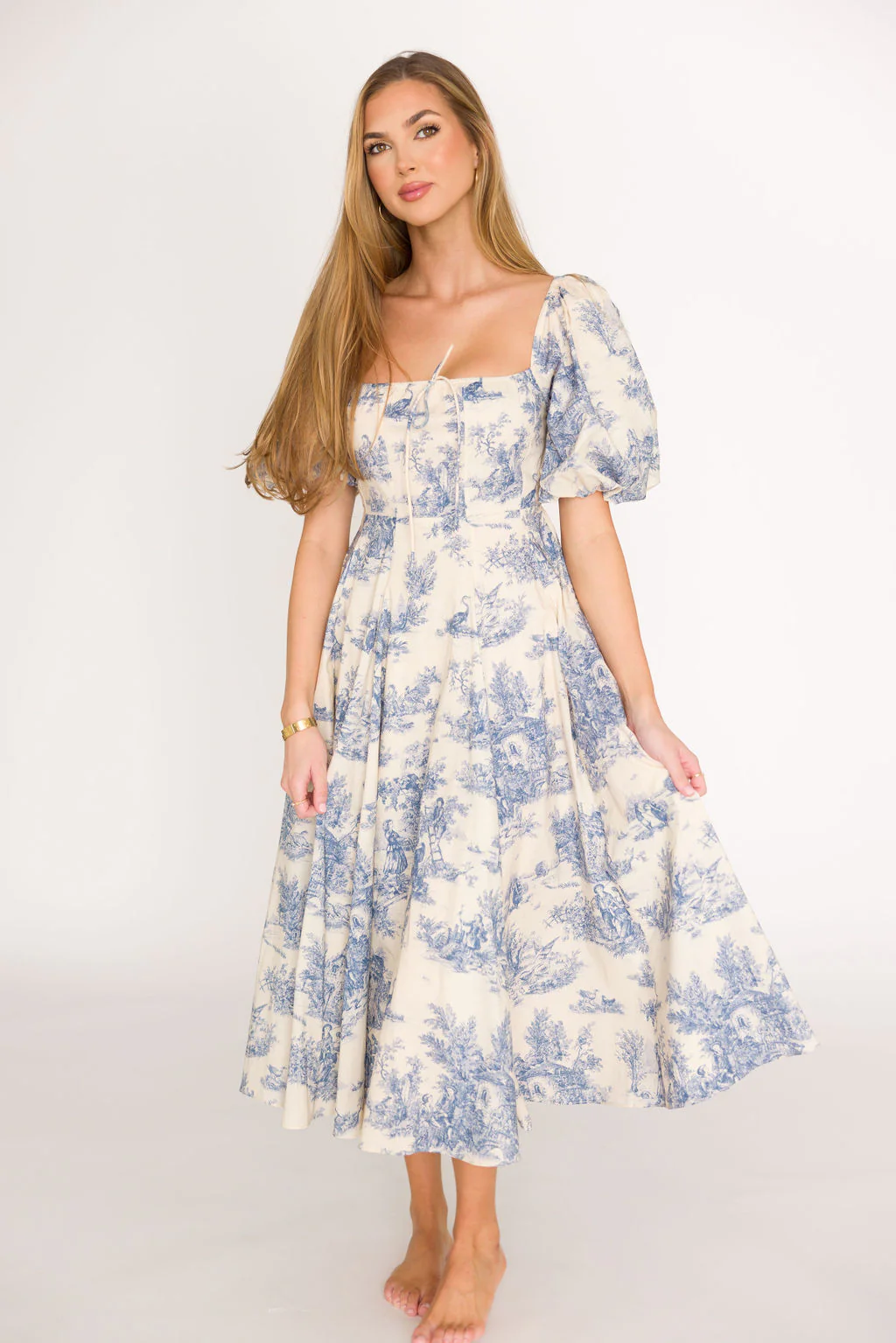 Mary Elizabeth Midi Dress in Blue - Image 7