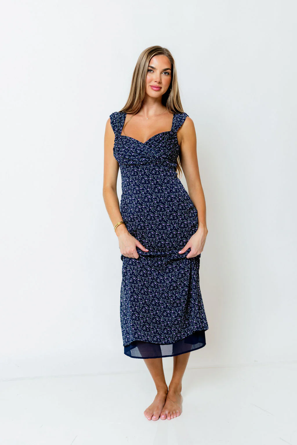 Maude Floral Maxi Dress in Navy