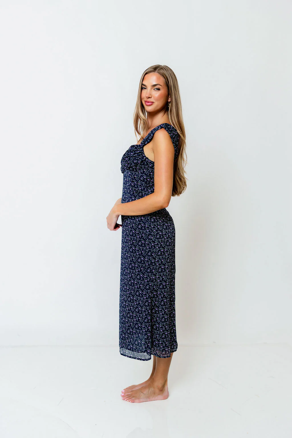 Maude Floral Maxi Dress in Navy - Image 3