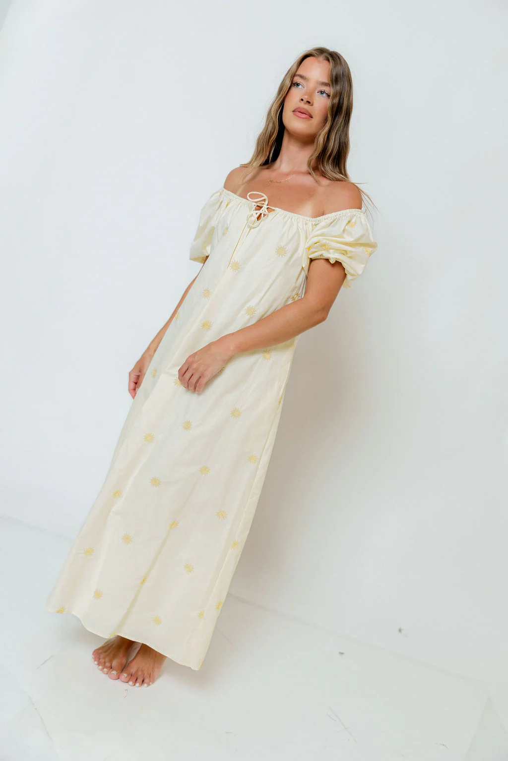 Dolores Sun Embroidered Maxi Dress in Light Yellow - Image 7