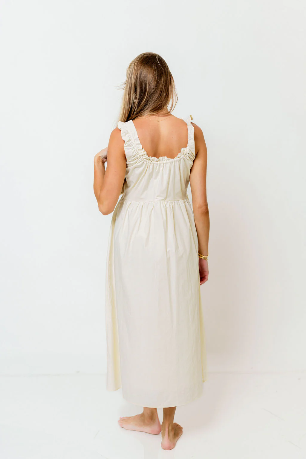 McKay 100% Cotton Midi Dress in Cream - Image 3
