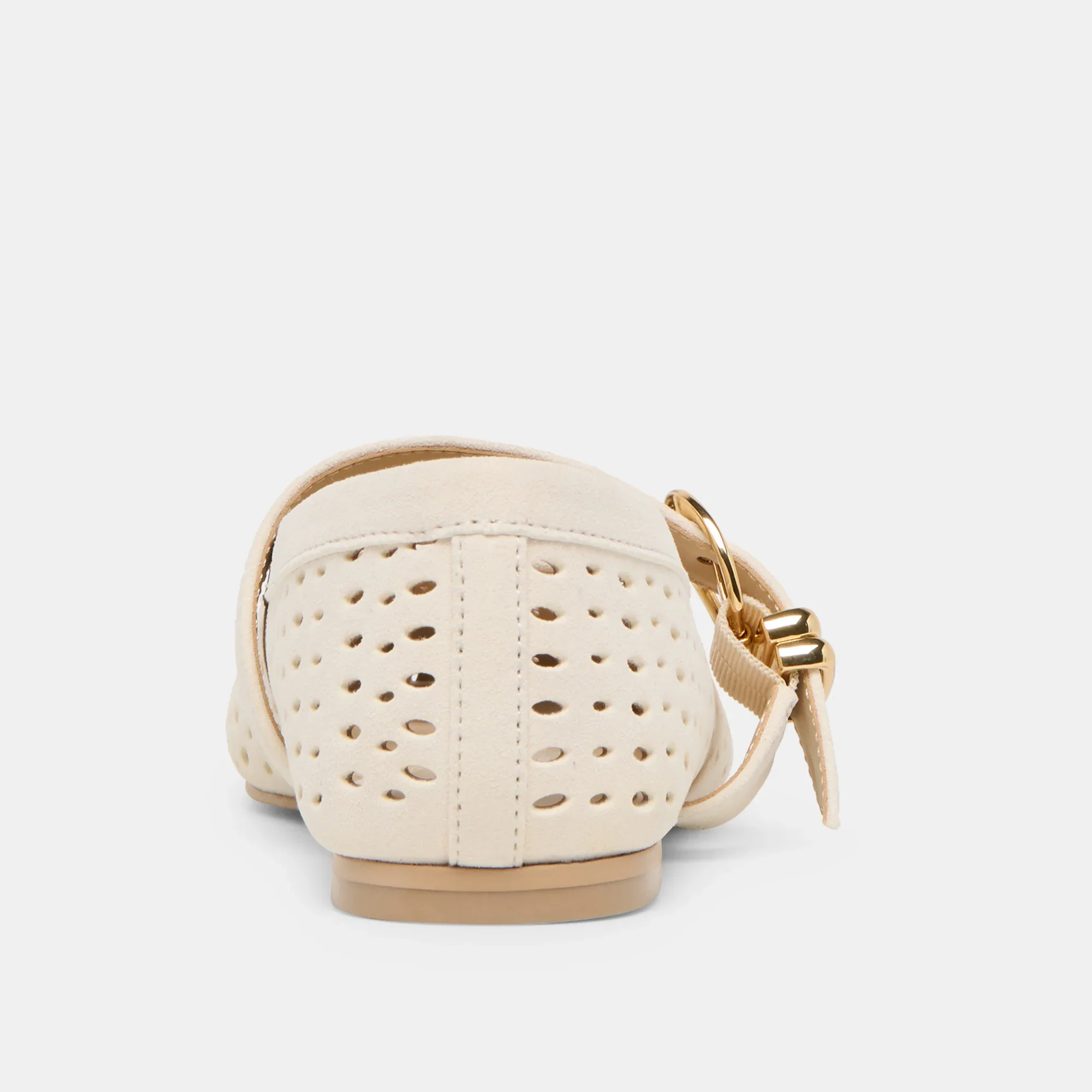 Mikel Ballet Flats in Creme Perforated Suede - Image 12