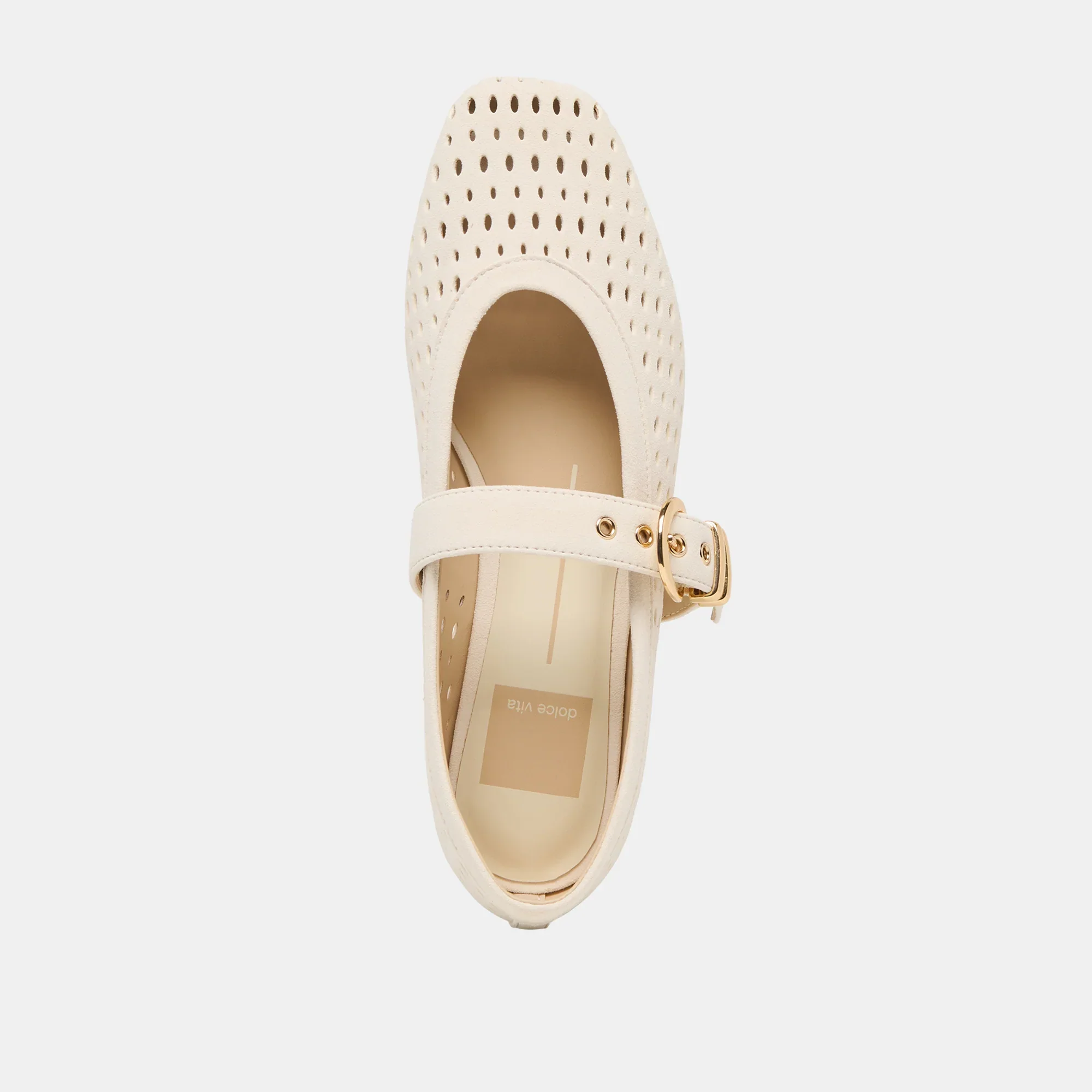 Mikel Ballet Flats in Creme Perforated Suede - Image 13