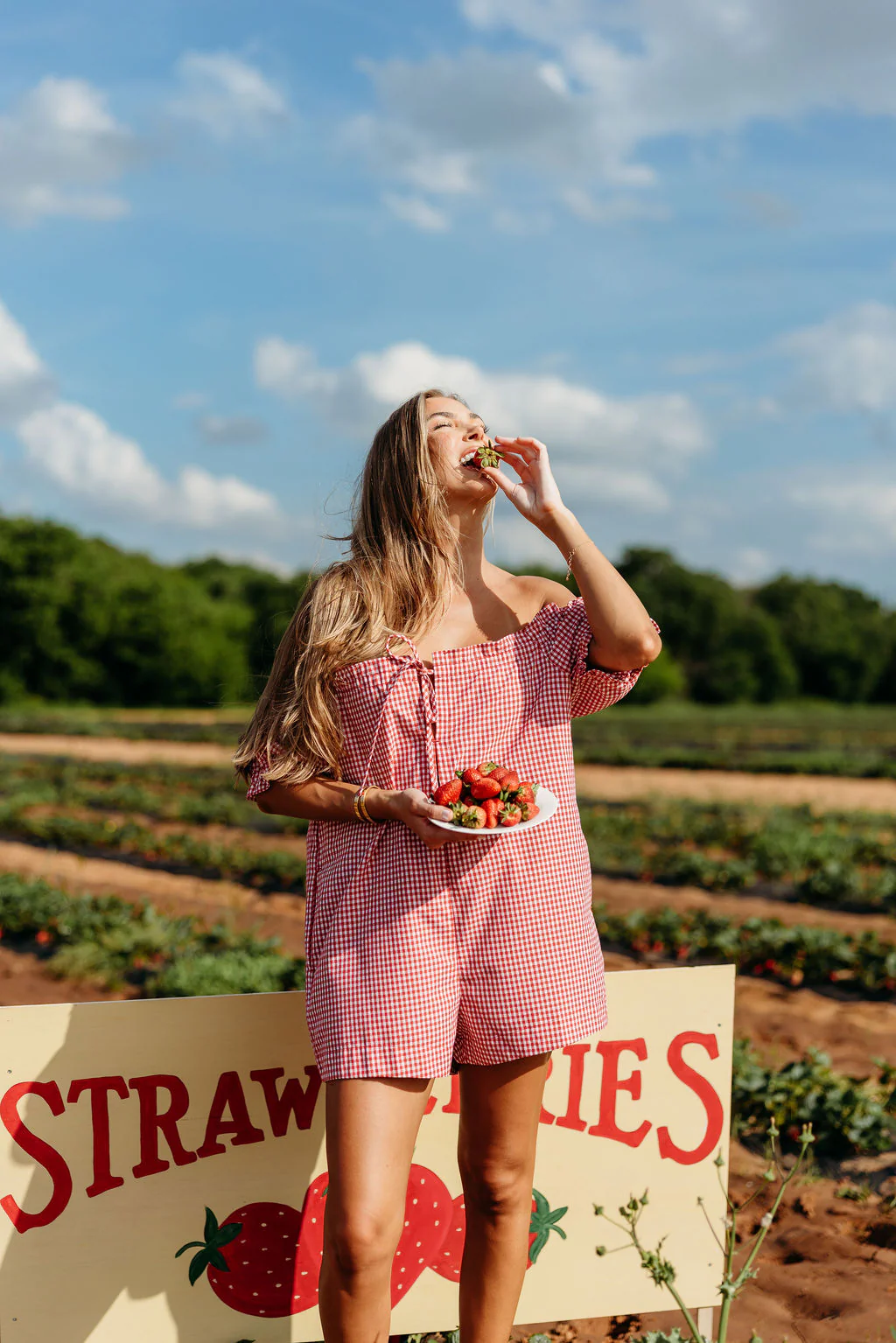 Miley Gingham Romper in Red/White - Image 8