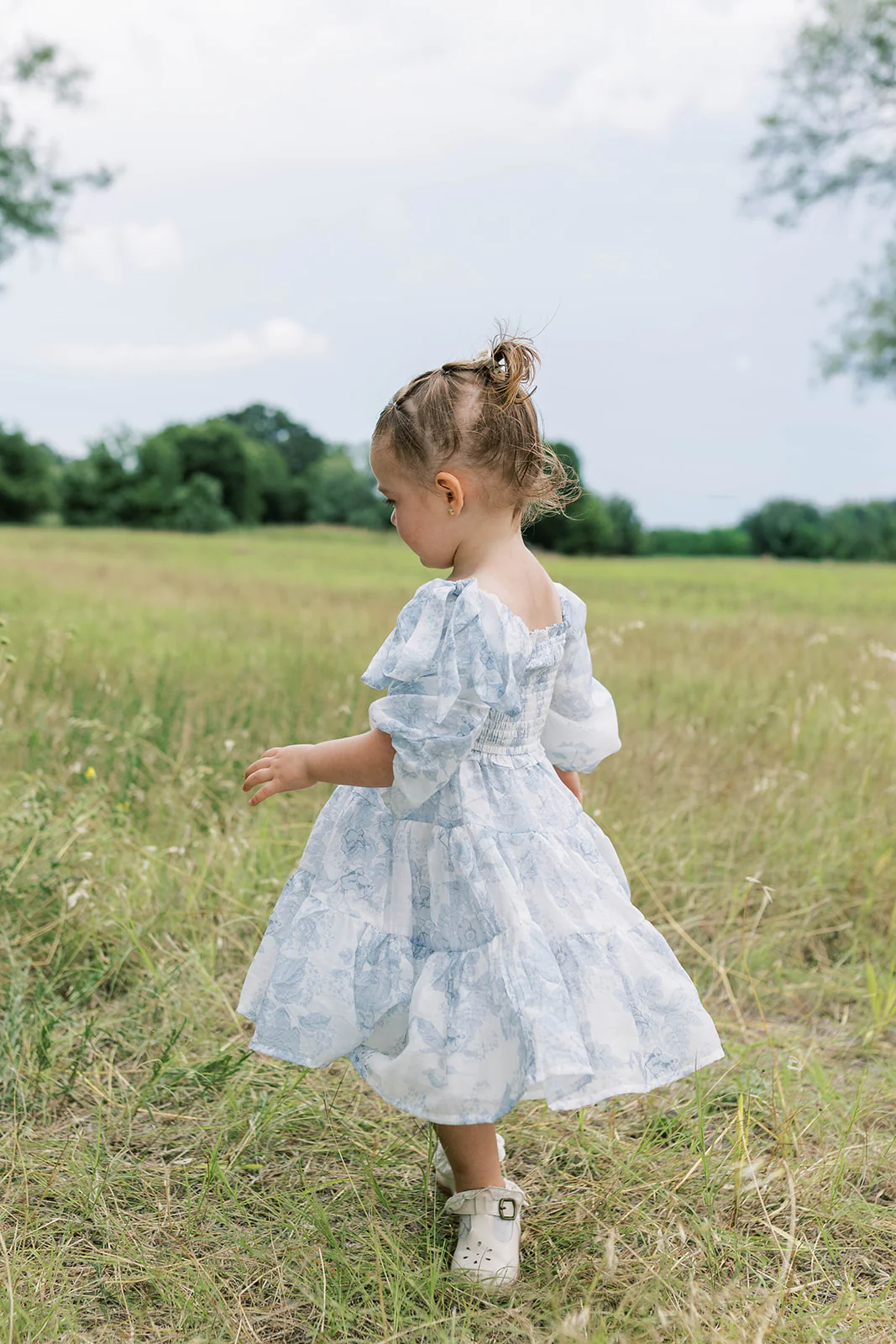 Mini Elena Kids' Dress in Blue Floral - Image 11
