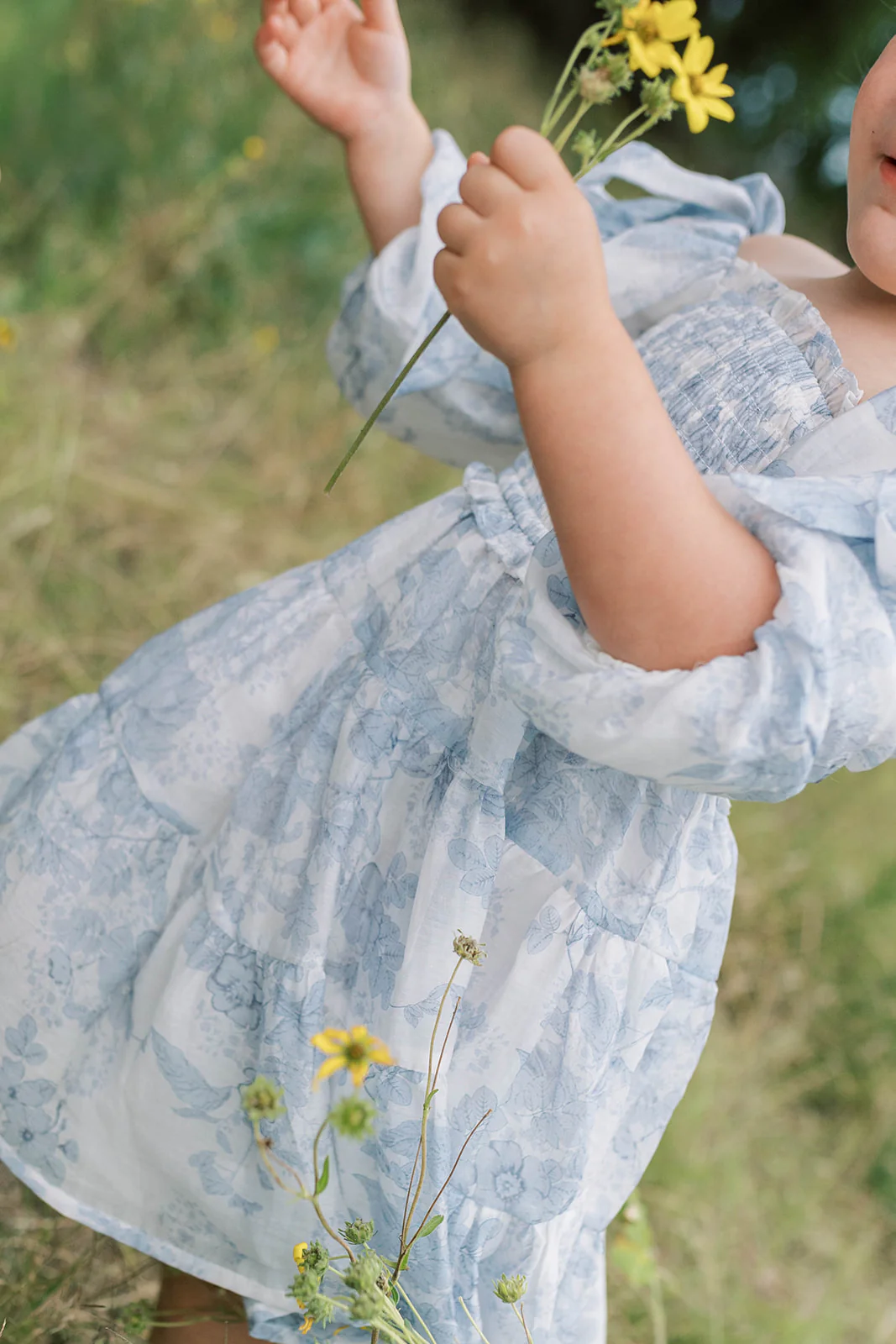 Mini Elena Kids' Dress in Blue Floral - Image 14