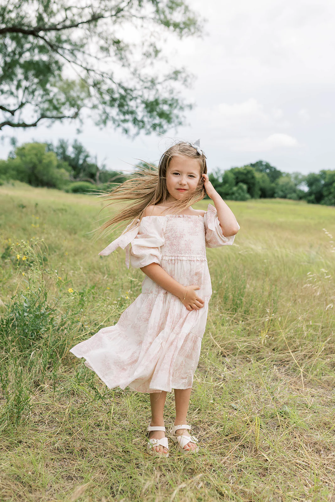 Mini Elena Kids Dress in Pink Toile - Image 10