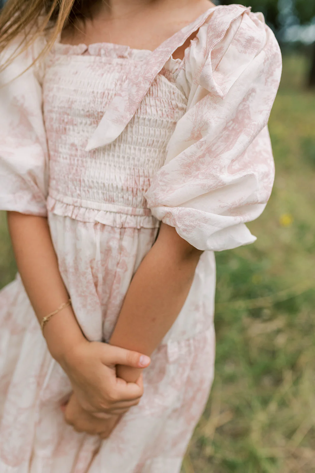 Mini Elena Kids Dress in Pink Toile - Image 12