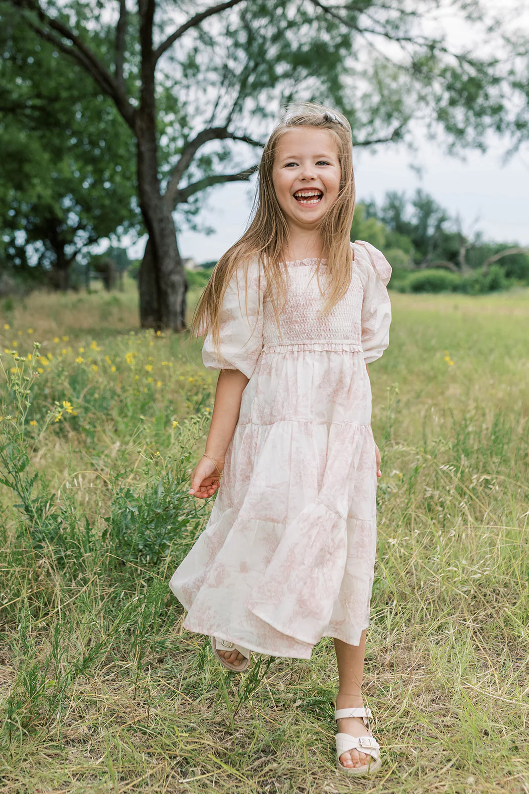 Mini Elena Kids Dress in Pink Toile - Image 13