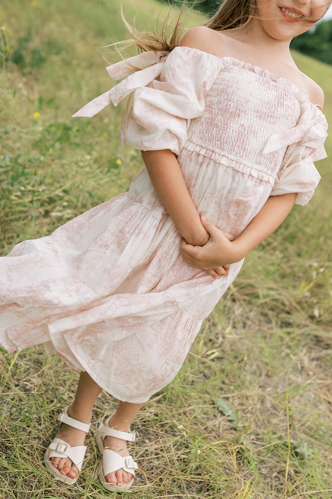 Mini Elena Kids Dress in Pink Toile - Image 14