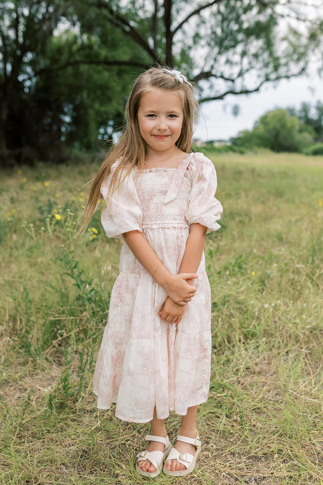 Mini Elena Kids Dress in Pink Toile - Image 15