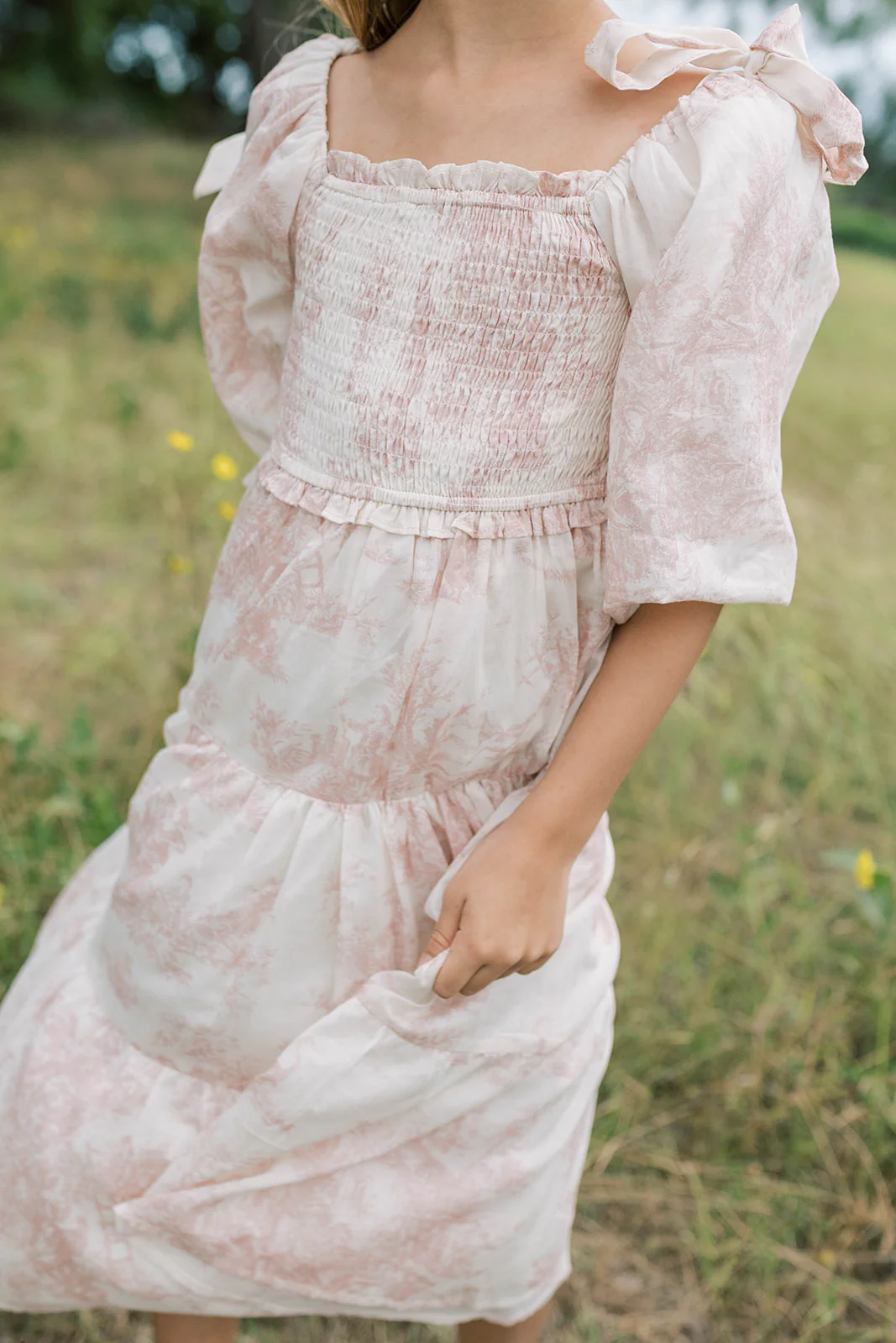 Mini Elena Kids Dress in Pink Toile - Image 17