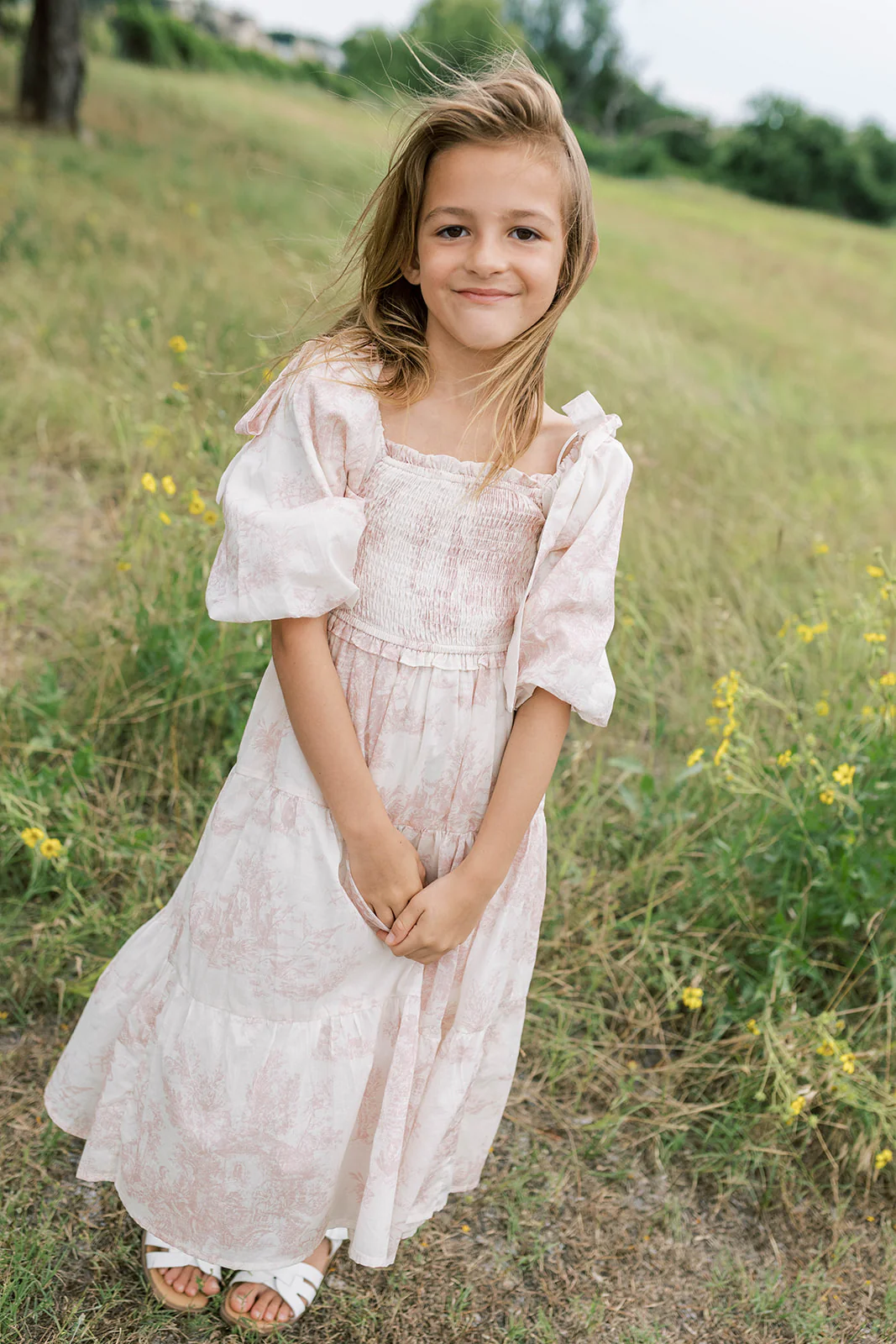 Mini Elena Kids Dress in Pink Toile - Image 18