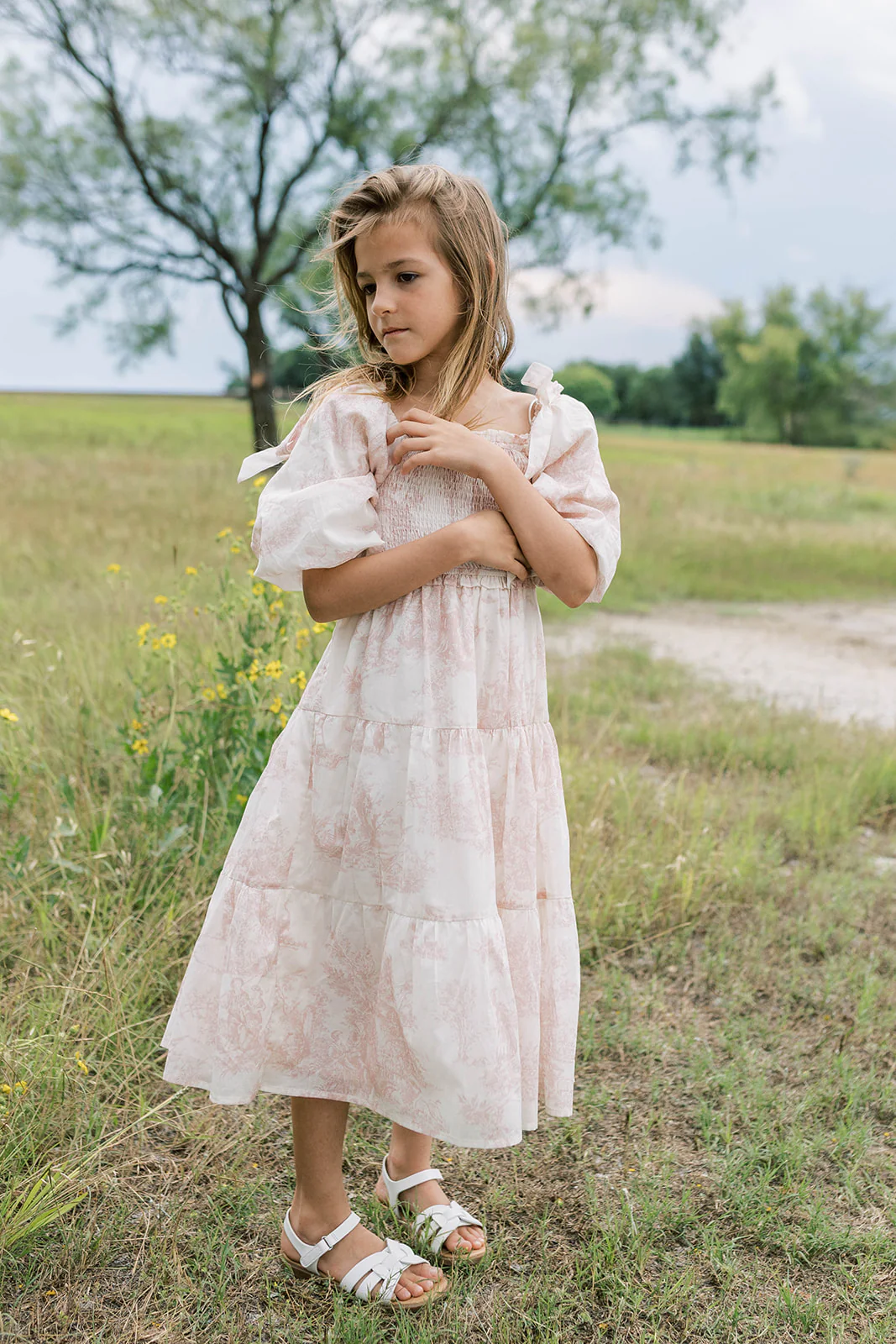 Mini Elena Kids Dress in Pink Toile - Image 19
