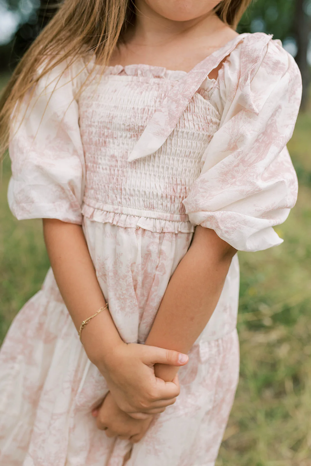 Mini Elena Kids Dress in Pink Toile - Image 2