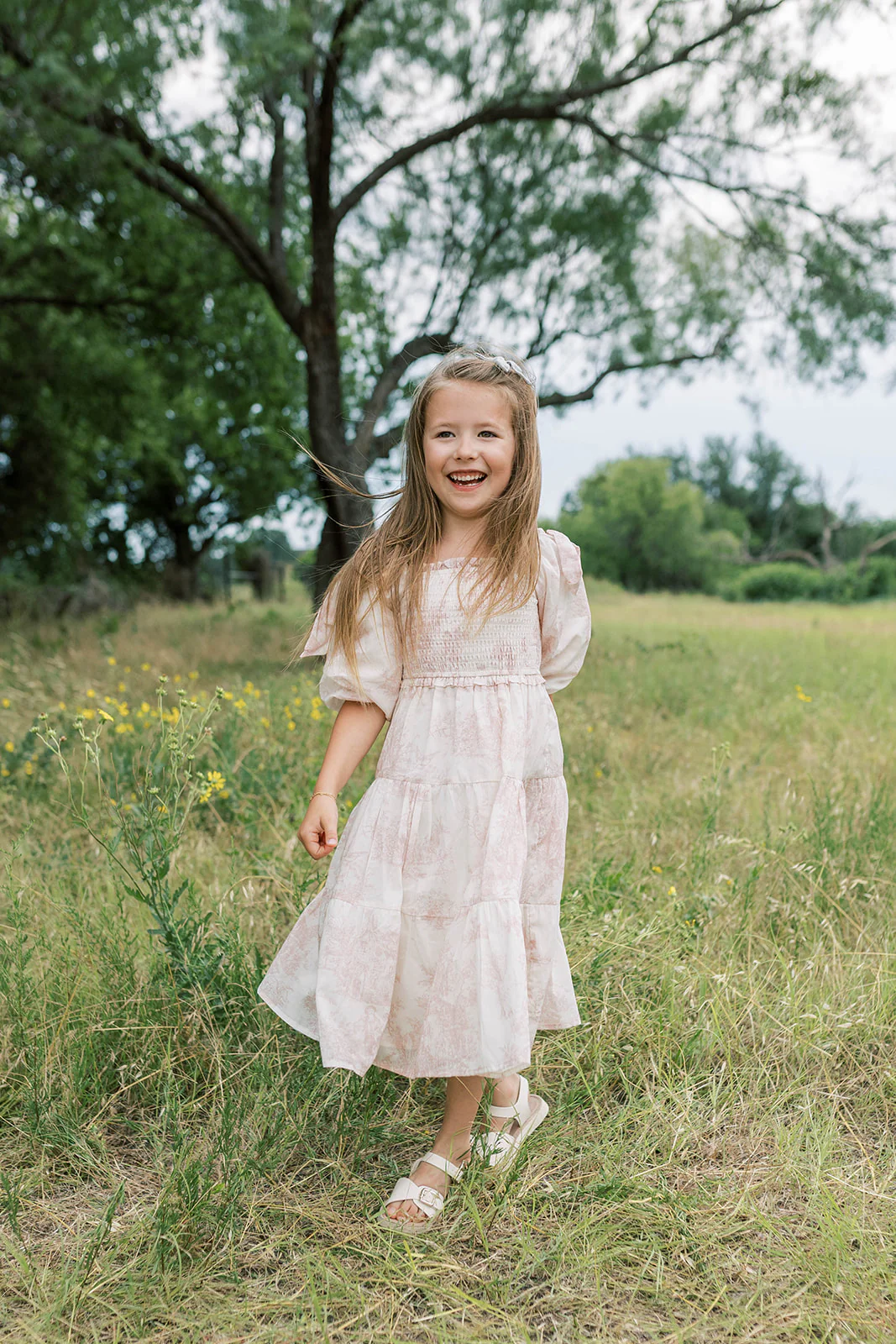Mini Elena Kids Dress in Pink Toile - Image 20