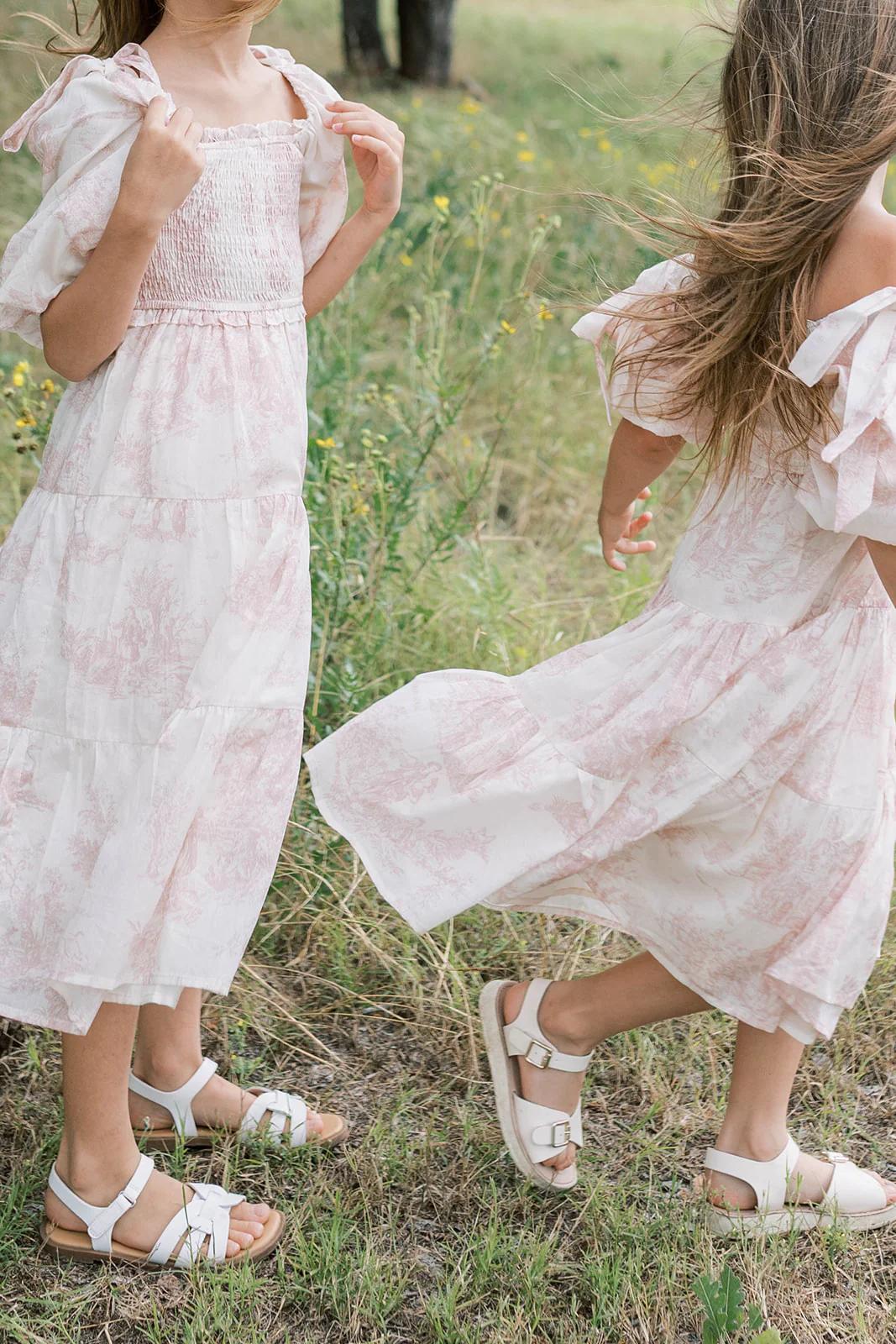 Mini Elena Kids Dress in Pink Toile - Image 3