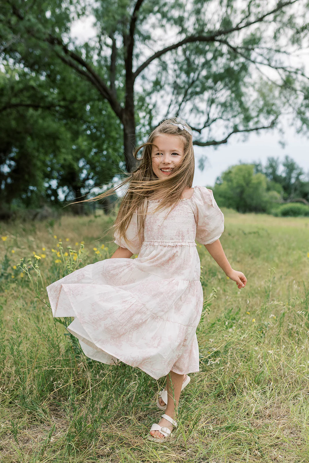 Mini Elena Kids Dress in Pink Toile - Image 4