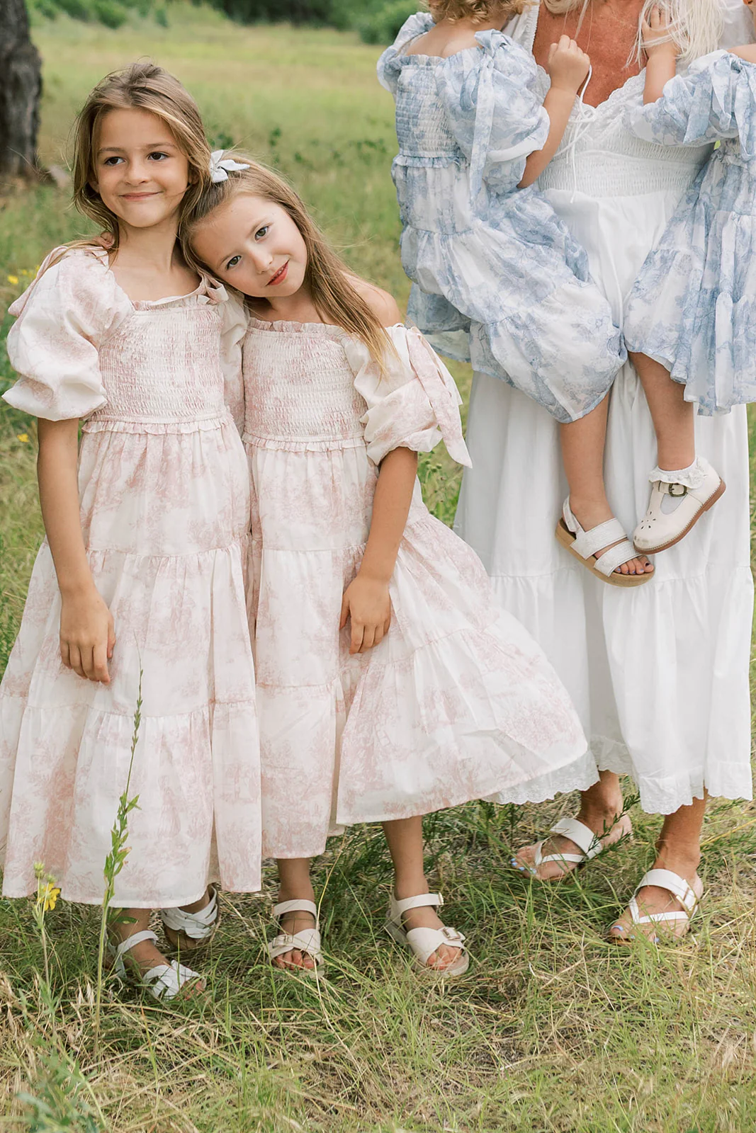 Mini Elena Kids Dress in Pink Toile - Image 6