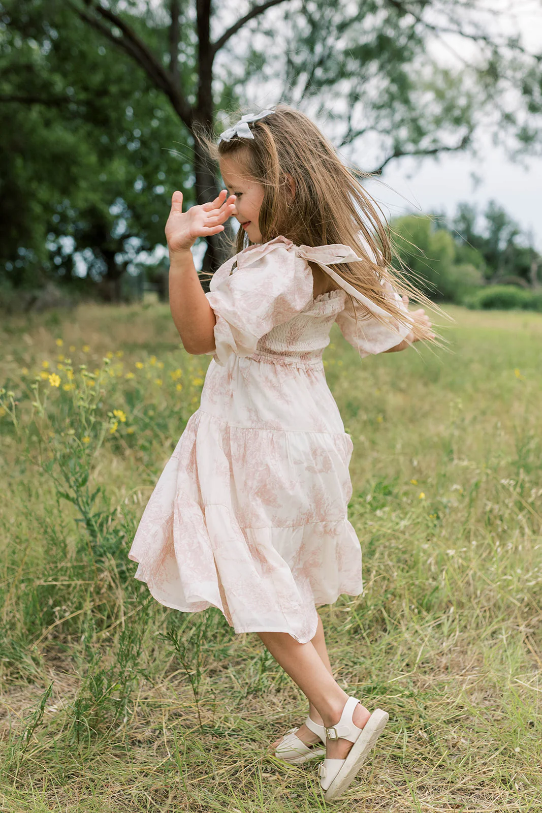 Mini Elena Kids Dress in Pink Toile - Image 8