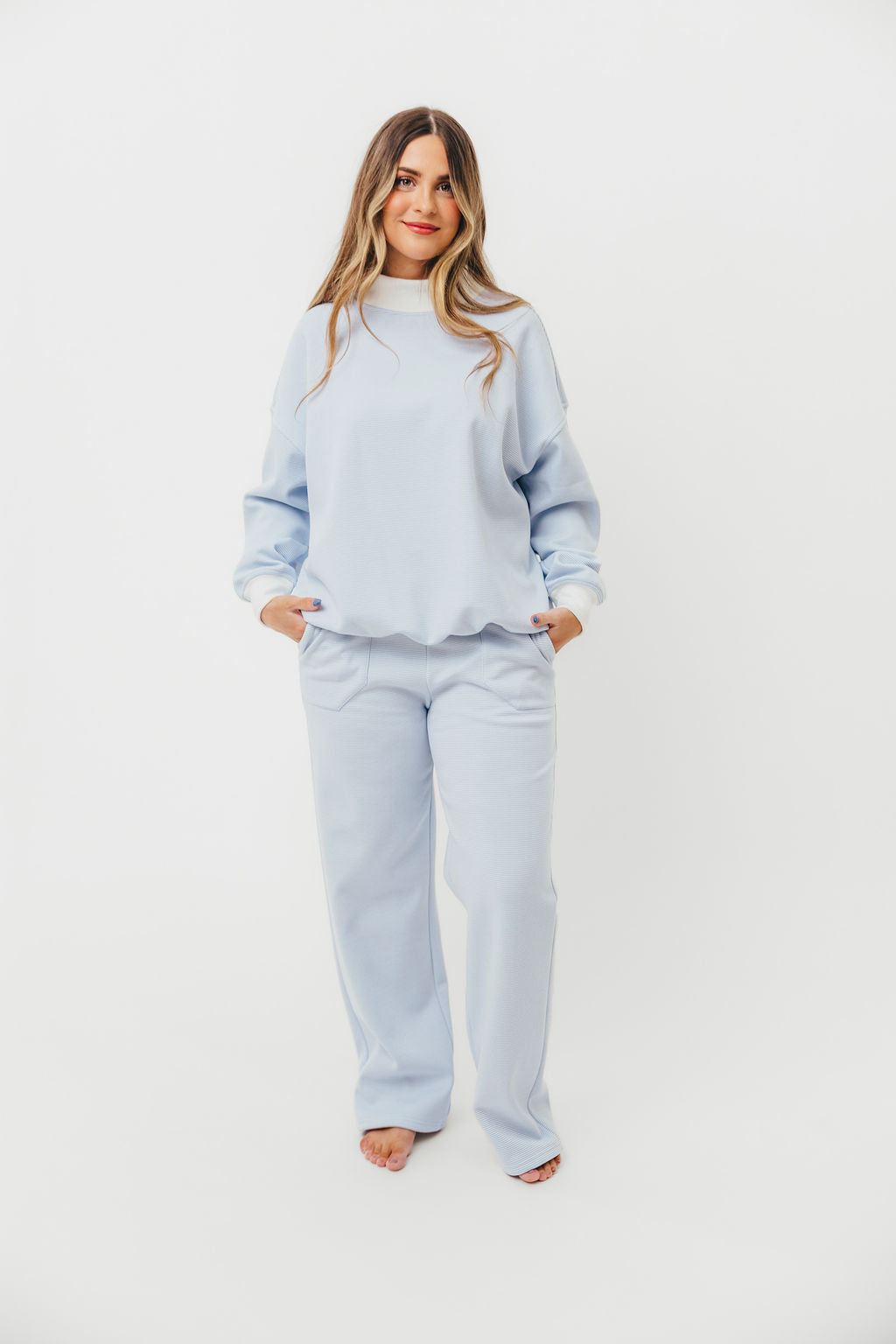 Nixon Mini Striped Sweatpants in Blue and White - Image 10