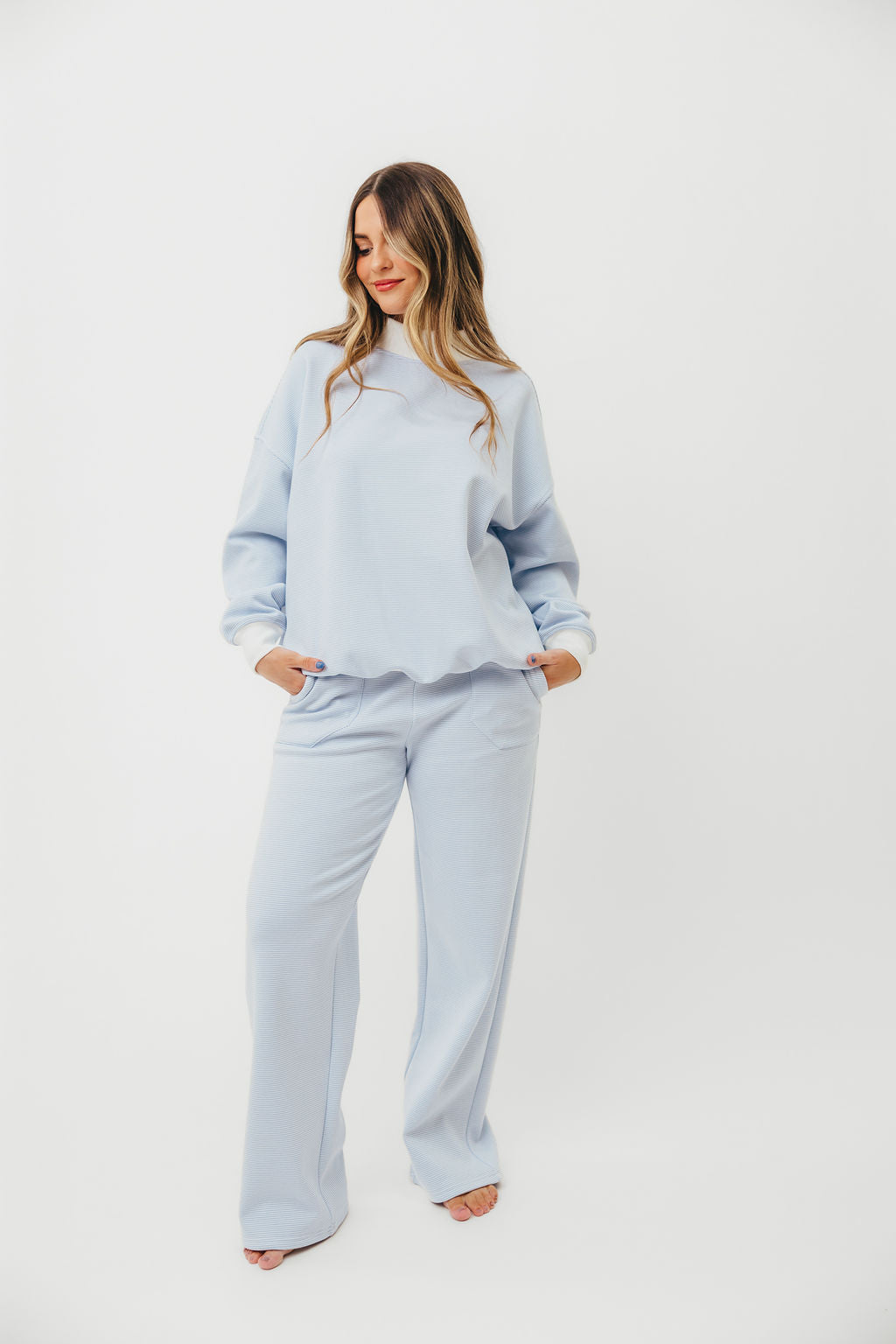 Nixon Mini Striped Sweatpants in Blue and White - Image 11