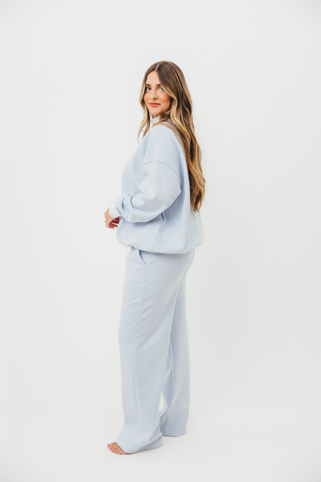 Nixon Mini Striped Sweatpants in Blue and White - Image 12