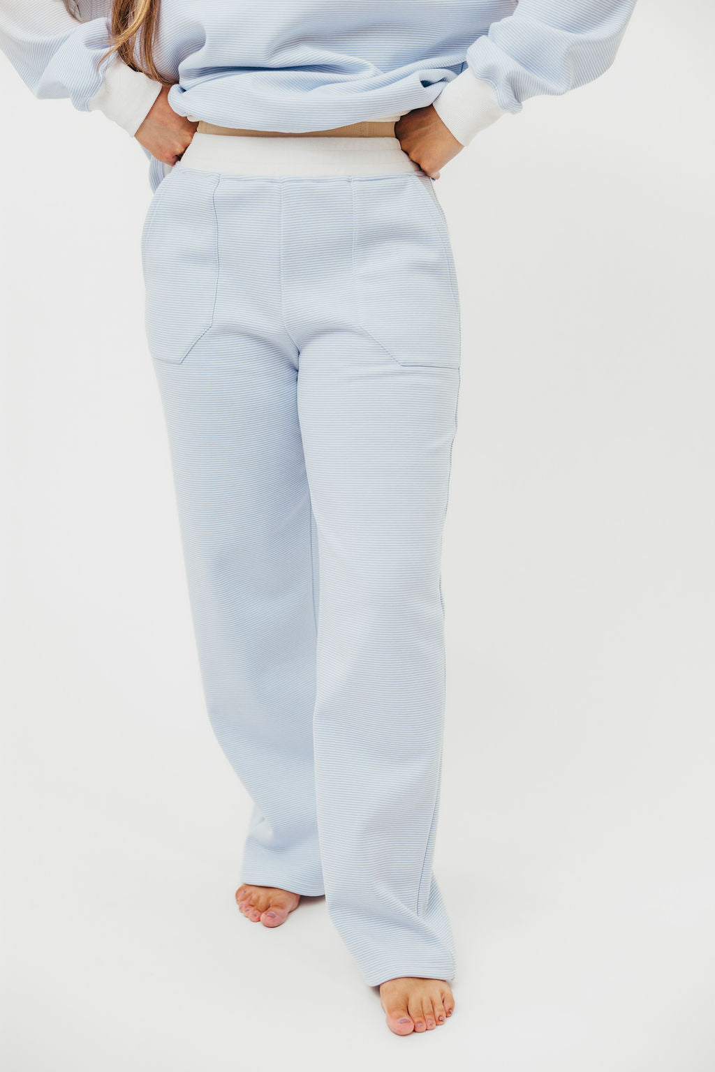 Nixon Mini Striped Sweatpants in Blue and White - Image 7