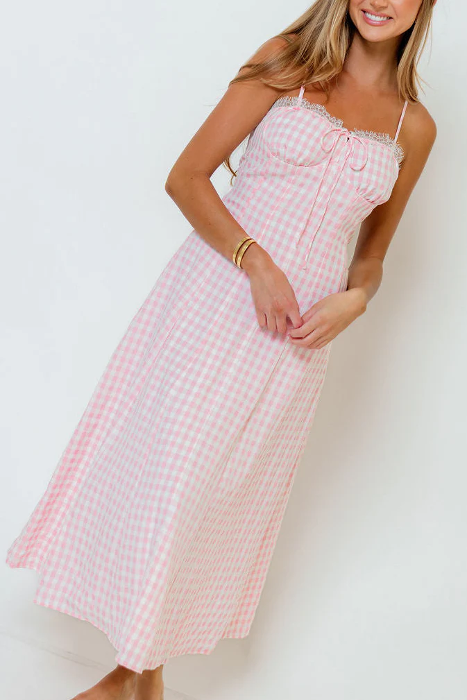 Isla Dress in Pink/White Check